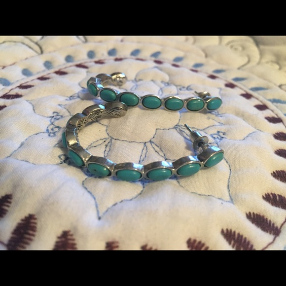 Turquoise Half Hoop Earring - Picture 1 of 4
